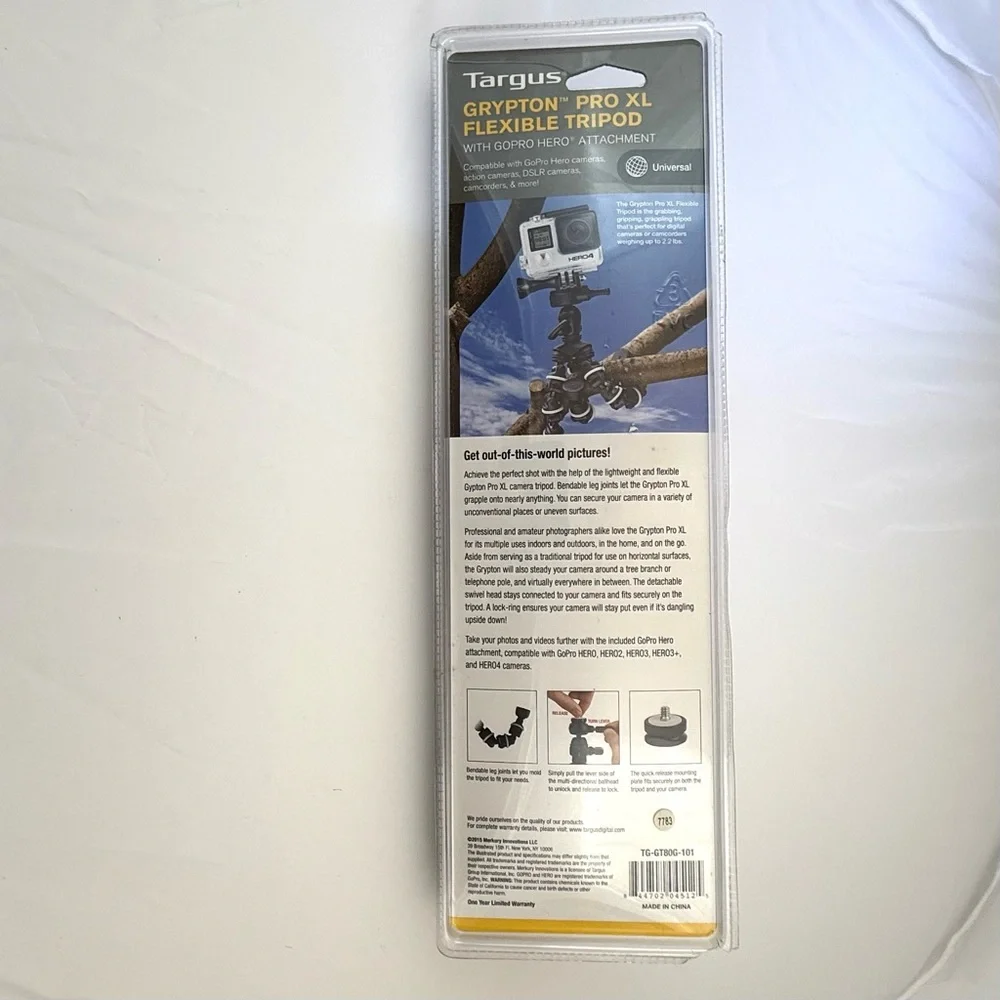 Targus Grypton Pro XL Flexible Tripod with GoPro Mount New in Original Packaging